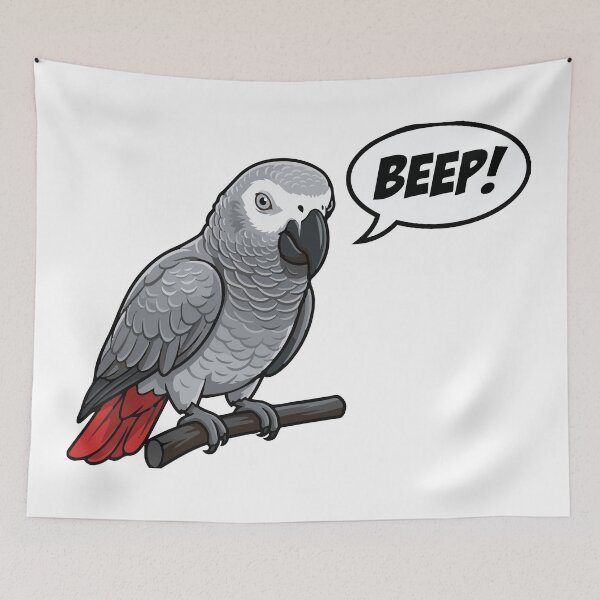 Item preview, Feathered Smart Speaker African Grey Parrot Meme designed and sold by Petzzz.