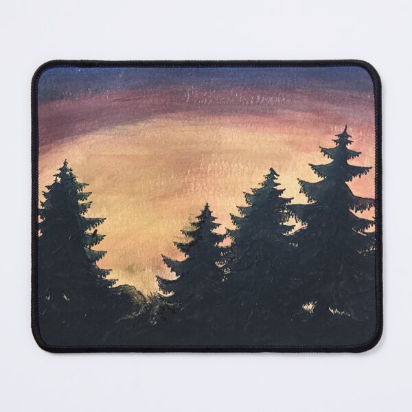 Item preview, Acrylic painting of tree silhouettes and birds in the first morning light designed and sold by creaphyl28.