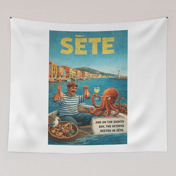 Item preview, Sète France Vintage Fishing Harbor Mediterranean Scene designed and sold by Aryabek.