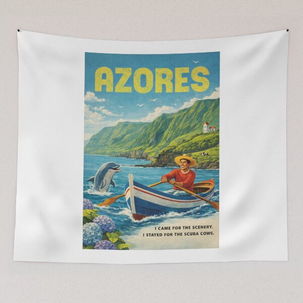 Item preview, Azores Portugal Vintage Atlantic Island Coastal Scene designed and sold by Aryabek.