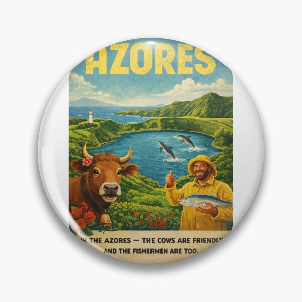 Item preview, Azores Portugal Vintage Island Lagoon and Dolphin Scene designed and sold by Aryabek.