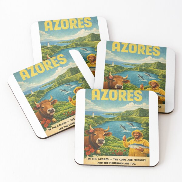 Item preview, Azores Portugal Vintage Island Lagoon and Dolphin Scene designed and sold by Aryabek.