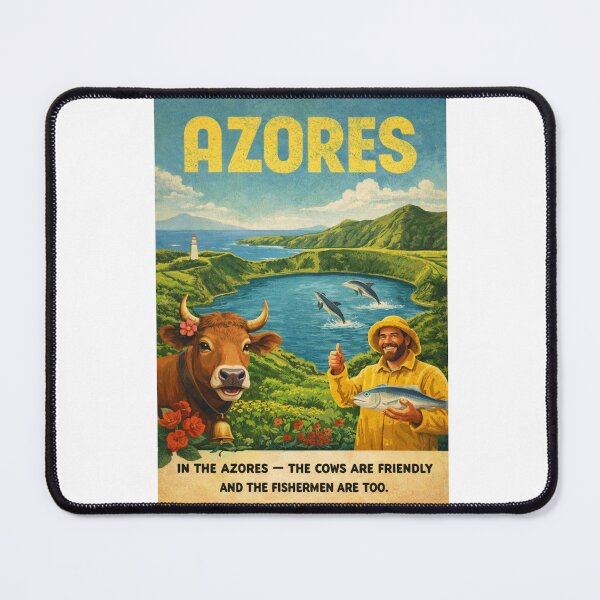 Item preview, Azores Portugal Vintage Island Lagoon and Dolphin Scene designed and sold by Aryabek.