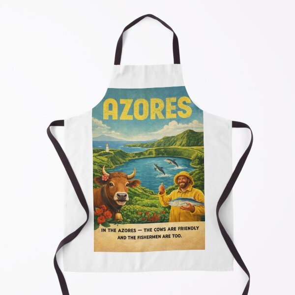 Item preview, Azores Portugal Vintage Island Lagoon and Dolphin Scene designed and sold by Aryabek.