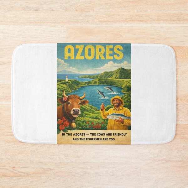 Item preview, Azores Portugal Vintage Island Lagoon and Dolphin Scene designed and sold by Aryabek.