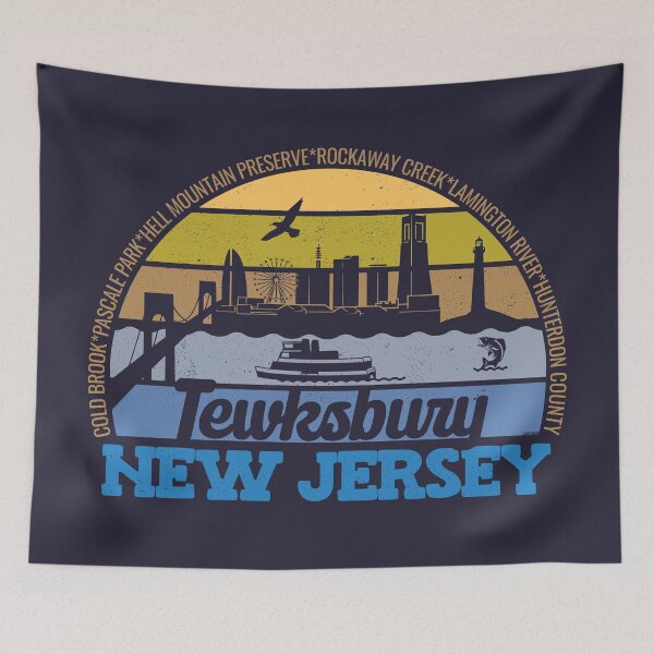 Item preview, Tewksbury New Jersey Sunset Retro Vintage Local Pride Logo designed and sold by CRHPOD20.