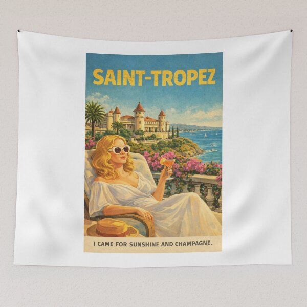 Item preview, Saint-Tropez France Vintage Riviera Luxury Coast Scene designed and sold by Aryabek.
