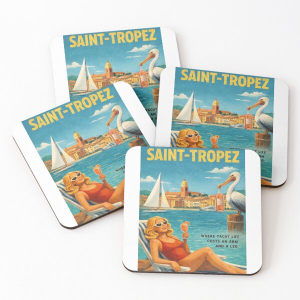 Item preview, Saint-Tropez French Riviera Vintage Yacht Harbor Scene designed and sold by Aryabek.