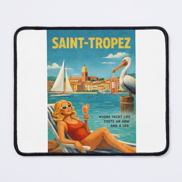 Item preview, Saint-Tropez French Riviera Vintage Yacht Harbor Scene designed and sold by Aryabek.