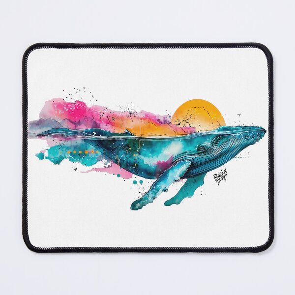 Item preview, Neon Humpback Whale Art – Colorful Ocean Sunset Illustration designed and sold by Rozin-Design.