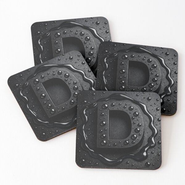 Item preview, Black Letter D Monogram – Dark Glossy Water Droplets Minimal 3D Typography designed and sold by Kaleidoscope Print.