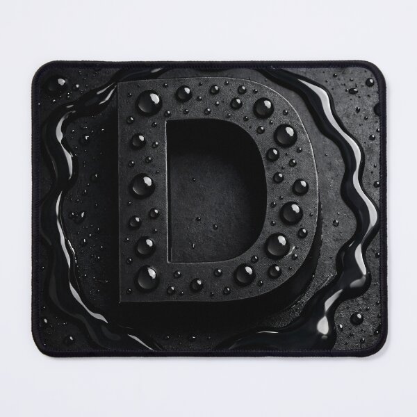 Item preview, Black Letter D Monogram – Dark Glossy Water Droplets Minimal 3D Typography designed and sold by Kaleidoscope Print.