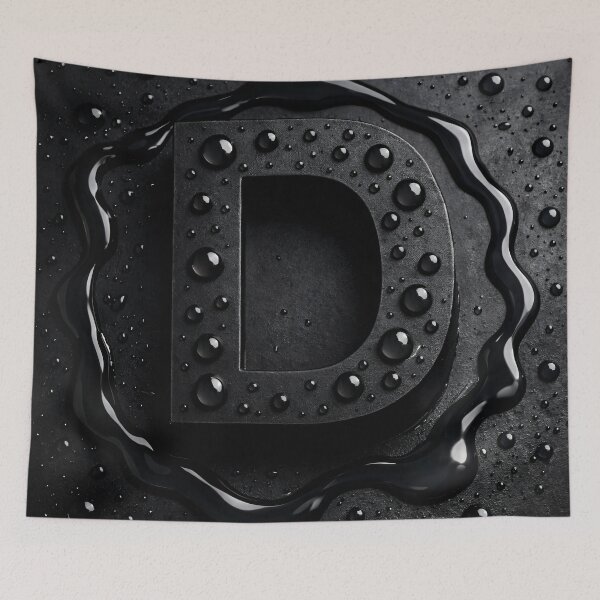 Item preview, Black Letter D Monogram – Dark Glossy Water Droplets Minimal 3D Typography designed and sold by Kaleidoscope Print.