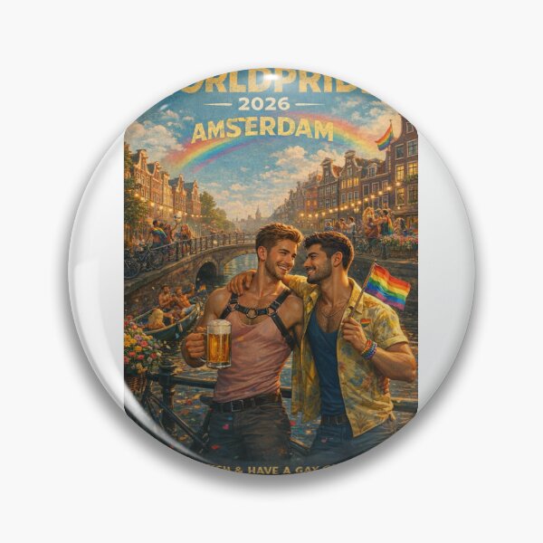 Item preview, WorldPride 2026 Amsterdam Evening Canal Gay Pride Scene designed and sold by Aryabek.