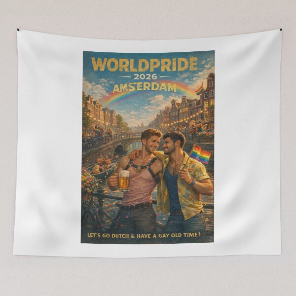 Item preview, WorldPride 2026 Amsterdam Evening Canal Gay Pride Scene designed and sold by Aryabek.