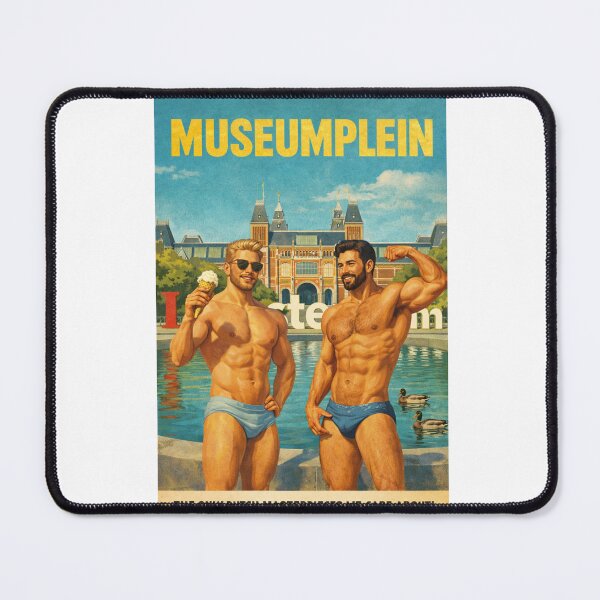 Item preview, Museumplein Amsterdam Rijksmuseum Retro Travel Scene designed and sold by Aryabek.