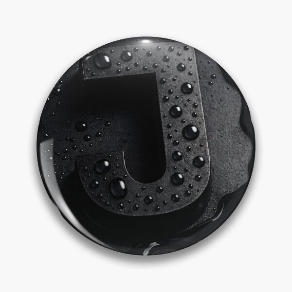 Item preview, Black Letter J Monogram – Glossy Water Droplets Dark Minimal 3D Initial designed and sold by Kaleidoscope Print.