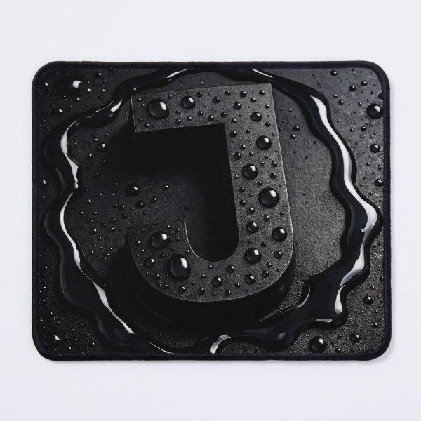 Item preview, Black Letter J Monogram – Glossy Water Droplets Dark Minimal 3D Initial designed and sold by Kaleidoscope Print.