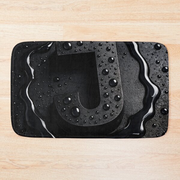 Item preview, Black Letter J Monogram – Glossy Water Droplets Dark Minimal 3D Initial designed and sold by Kaleidoscope Print.