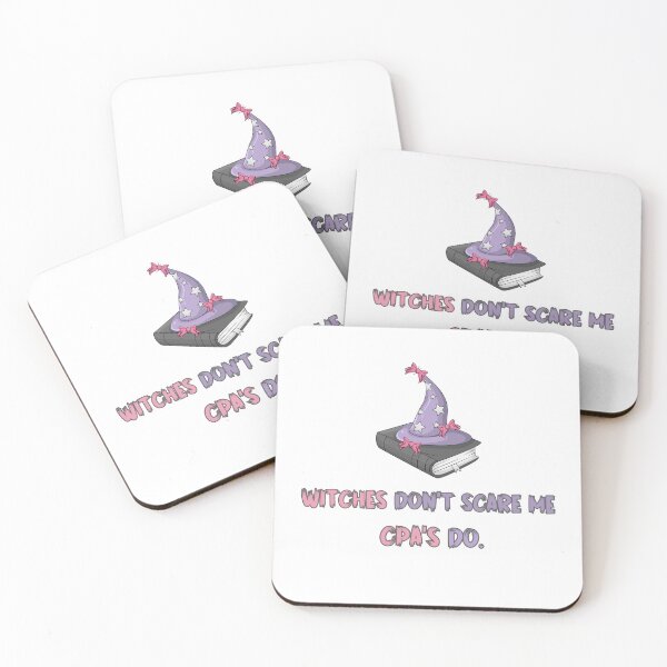 Item preview, Witches Don't Scare Me CPAs Do - Purple Pink Black White Halloween Finance Accounting designed and sold by KatandChase.