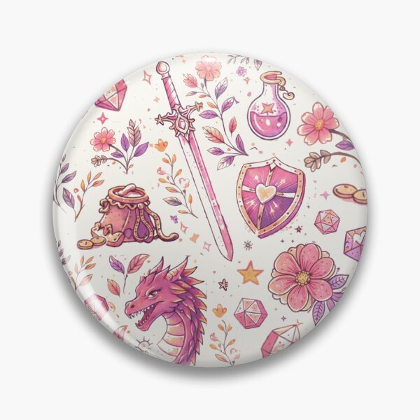 Item preview, DND RPG  pink floral seamless pattern for d&d girl adventurers designed and sold by DungeonAtelier.