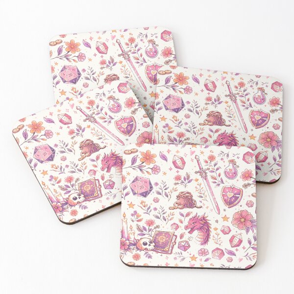 Item preview, DND RPG  pink floral seamless pattern for d&d girl adventurers designed and sold by DungeonAtelier.