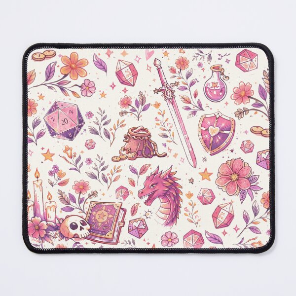 Item preview, DND RPG  pink floral seamless pattern for d&d girl adventurers designed and sold by DungeonAtelier.