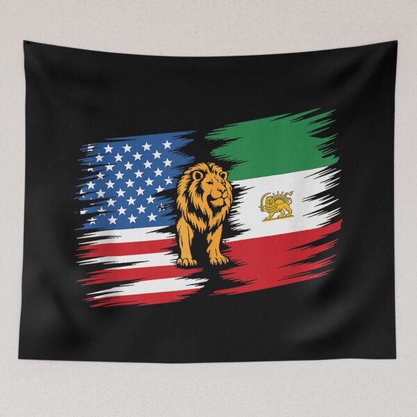 Item preview, USA Iran Flag Lion Freedom Symbol Patriotic Political Graphic Design designed and sold by Gargamal.