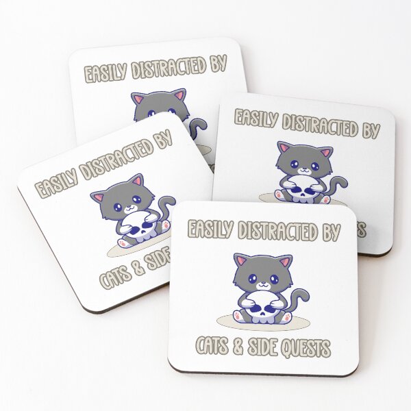 Item preview, Easily Distracted by Cats and Side Quests - Grey Skull Gaming D&D designed and sold by KatandChase.