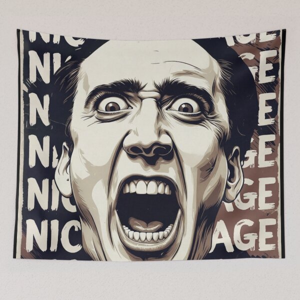 Item preview, Funny Cage Meme Parody Graphic Print designed and sold by MaxLevelMerch.