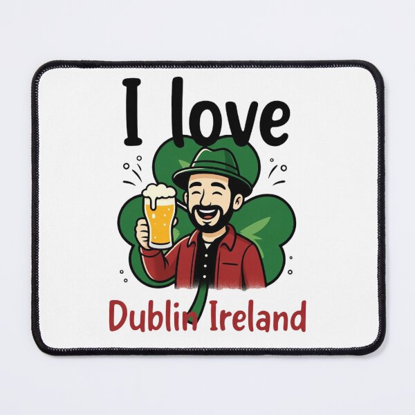 Item preview, Dublin Ireland Shamrock Cheers | Bearded Man with Beer Mug & Hat St. Patrick’s Day T-Shirt & Sticker Design designed and sold by Sushikidsntod.