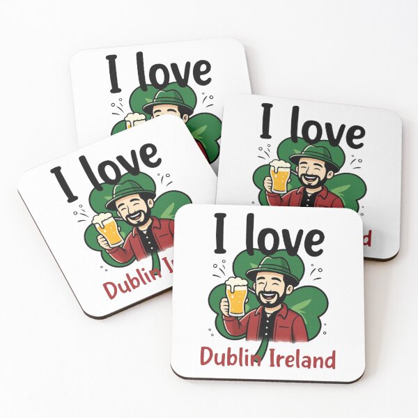 Item preview, Dublin Ireland Shamrock Cheers | Bearded Man with Beer Mug & Hat St. Patrick’s Day T-Shirt & Sticker Design designed and sold by Sushikidsntod.