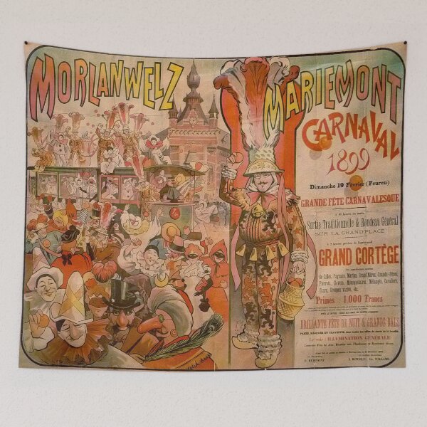 Item preview, Mariemont Carnival 1899 Vintage Belgian Festival Poster designed and sold by TheSoulOfArt.