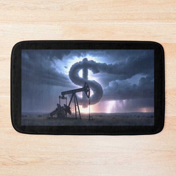 Item preview, Oil Money Storm - Surreal Pumpjack and Dollar Cloud Lightning designed and sold by ZlodziejkaKiwi.