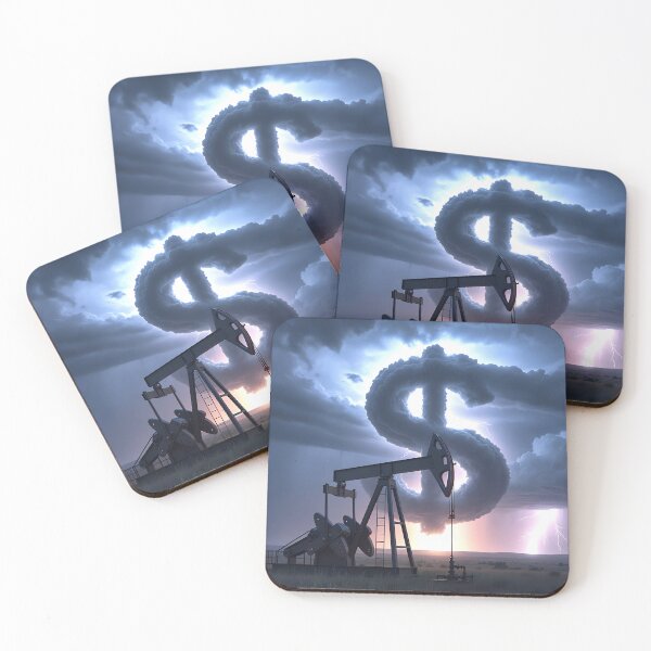 Item preview, Oil Money Storm - Surreal Pumpjack and Dollar Cloud Lightning designed and sold by ZlodziejkaKiwi.