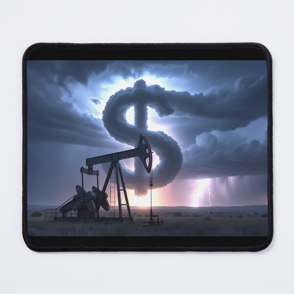 Item preview, Oil Money Storm - Surreal Pumpjack and Dollar Cloud Lightning designed and sold by ZlodziejkaKiwi.