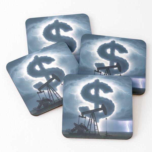 Item preview, Oil Money Storm - Surreal Pumpjack and Dollar Cloud Lightning designed and sold by ZlodziejkaKiwi.