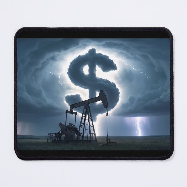 Item preview, Oil Money Storm - Surreal Pumpjack and Dollar Cloud Lightning designed and sold by ZlodziejkaKiwi.