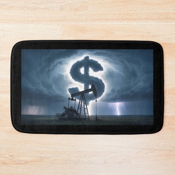 Item preview, Oil Money Storm - Surreal Pumpjack and Dollar Cloud Lightning designed and sold by ZlodziejkaKiwi.