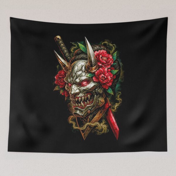 Item preview, Oni Hannya Mask — Dark Japanese Demon T-Shirt designed and sold by PSYNOVA.