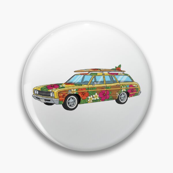 Item preview, Retro Hawaiian Surf Wagon - Vintage Yellow Floral designed and sold by octozap.