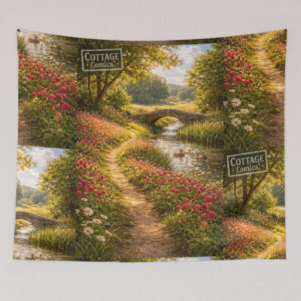Item preview, Clover-Path to the Brook - Pastoral Cottagecore designed and sold by bapupa.