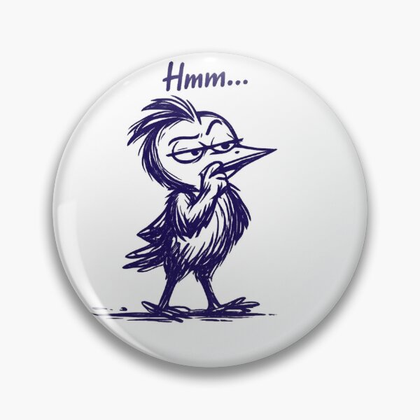 Item preview, Chipy the Bird – Hmm… | Funny Thinking Bird Cartoon designed and sold by InnerwayStudio.