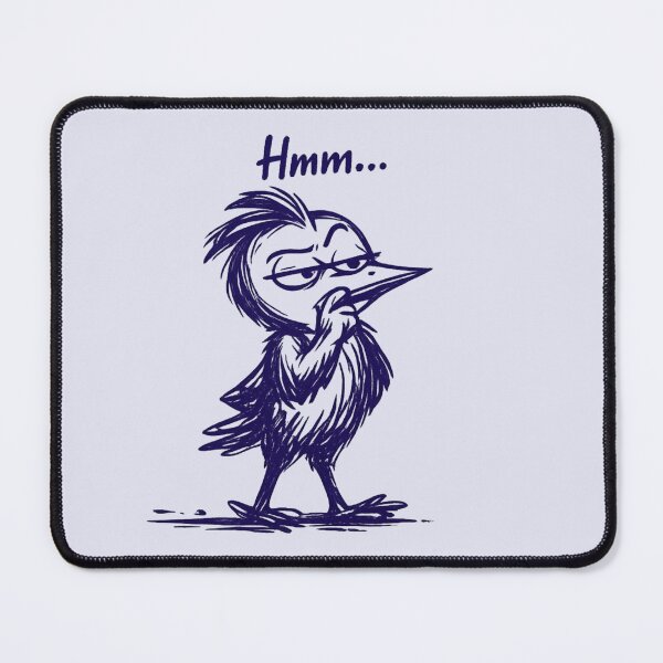 Item preview, Chipy the Bird – Hmm… | Funny Thinking Bird Cartoon designed and sold by InnerwayStudio.