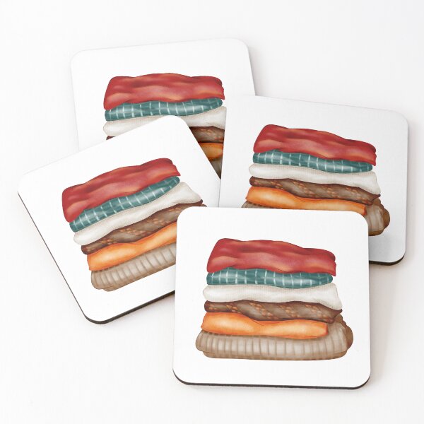 Item preview, Stacked Cozy Blankets Watercolor Illustration designed and sold by ArtTinulyaOk.