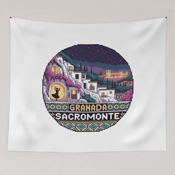 Item preview, Granada España Pixel Art: Sacromonte Flamenco Night Scene designed and sold by CircinusStore.