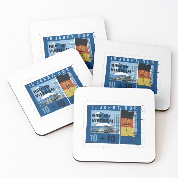 Item preview, Vietnam 15 Jahre DDR Blue Vintage Postage Stamp designed and sold by red-amber65.