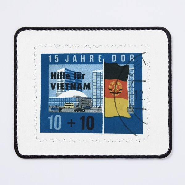Item preview, Vietnam 15 Jahre DDR Blue Vintage Postage Stamp designed and sold by red-amber65.