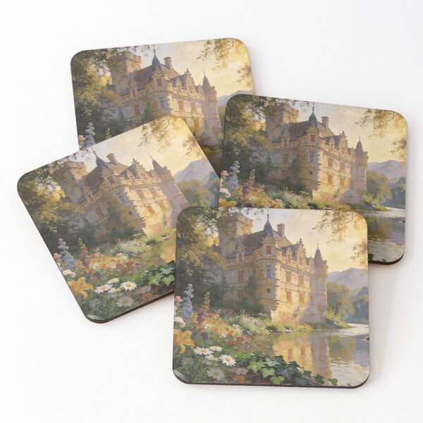 Item preview, Impressionist Castle in Enchanted Forest, Flower Garden & Mountain View Wall Art designed and sold by BlareBlare.