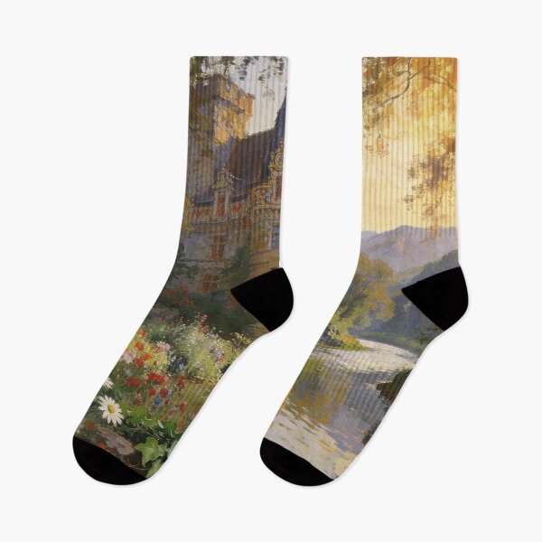 Item preview, Impressionist Castle in Enchanted Forest, Flower Garden & Mountain View Wall Art designed and sold by BlareBlare.